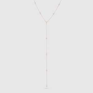 Custom 1Ctw Round Cut Lab Grown Diamond Lariat Y <b>Necklaces</b> Bezel Set Minimalist Diamond By The Yard 14K 18K Solid Gold Wholesale - Product Image 3