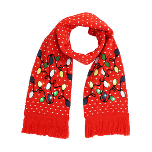 Custom Logo Christmas Knitted Warm Scarf Custom Colorful Lantern Patterns Ladies Scarf Christmas Gifts Knit Scarf With Fringes - Product Image 6