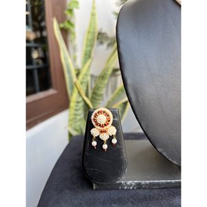 Parure de bijoux indiens ethniques pour femme, collier ras-du-cou en laiton plaqué or, fait main, motif floral Jaal Puwai multicolore, style traditionnel indien - Product Image 4