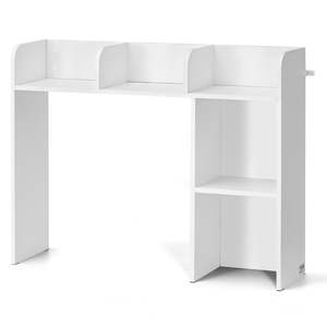 2-Tier <b>White</b> 37.2\" X 9.5\" X 28.9\" Desktop Storage Organizer Anti-Slip <b>Wood</b> Display <b>Shelf</b> Bookshelf Hutch for Office Dorm - Product Image 1