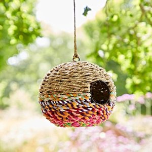 Handcrafted Eco-Friendly Colorful Plant Fiber Birdhouse <b>Hanging</b> <b>Garden</b> Decor Home Decor Sculpture for Wild Birds Painted - Product Image 3