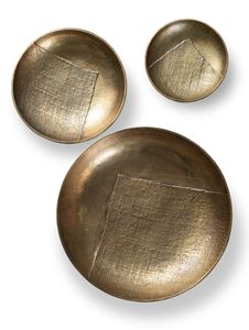 Brass Wall Sculpture Set Round Hammered Discs Abstract Geometric Minimalist Home <b>Decor</b> Living Room Art - Product Image 4