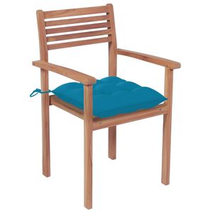 Juego de 2 Sillas de Patio Color Azul Claro, Muebles de Teca Natural - Product Image 2