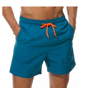 <b>Men's</b> Solid Color Quick Dry Swim <b>Shorts</b> With Drawstring Waist And Pockets Casual Beach Wear <b>Red</b> - Product Image 2