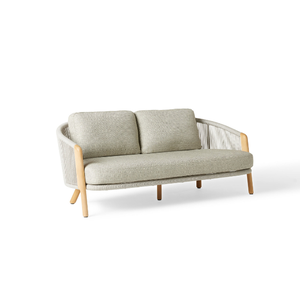 Sofá de Jardín Moderno de Madera de Teca Sólida para Dos Personas, con Detalles de Cuerda Tejida, Cojines Gruesos Impermeables para Apartamento, Patio o Terraza - Product Image 1