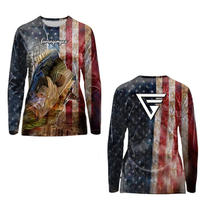 T-shirt de course/randonnée/pêche personnalisé OEM, impression par sublimation, anti-UV UPF 50, motif poisson violet bleu rose, pull-over pour femme, jersey - Product Image 3