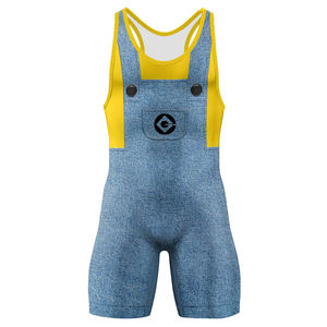 Vêtements de sport de lutte professionnelle pour hommes, vente chaude, logo personnalisé, justaucorps de lutte en spandex/polyester - Product Image 2