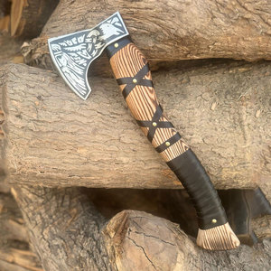 Hache de style viking rustique de qualité industrielle avec poignée enveloppée en bois, équipement de survie pour le camping en plein air, équipement de coupe de bois - Product Image 2