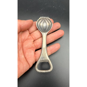 Vintage Silver Butter Curler Theme Metal Bottle Opener Features Textured Ribbed Scoop Dual Purpose Antique Used Kitchen <b>Bar</b> <b>Tool</b> - Product Image 4