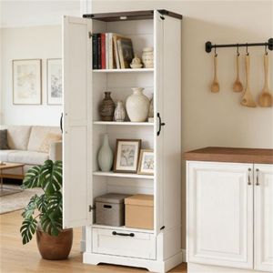 <b>White</b> Kitchen <b>Storage</b> <b>Cabinet</b> Tableware Organizer - Product Image 1