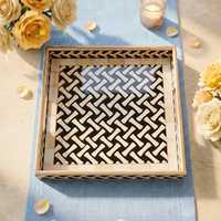 Ensemble de plateaux de service artisanaux en bois et résine, qualité supérieure, décoratifs, par Curio Craft