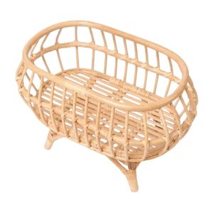 Berceau en rotin tressé artisanal pour poupée, lit de poupée en rotin robuste avec support stable pour jeu de rôle des enfants - Product Image 2