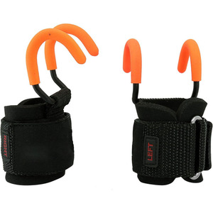 Crochets de musculation en métal enduit, paire, revêtement antidérapant, crochets de powerlifting avec sangles de poignet réglables pour l'entraînement de force - Product Image 1