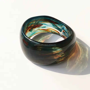 Resin <b>Bangle</b> Art Design Resin and <b>Glass</b> Bracelet - Product Image 5