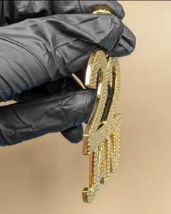 Pendentif personnalisé avec nom et logo, pendentif serti de diamants, pendentif lettre en diamant Moissanite VVS, argent 925 plaqué or, bijoux Hip Hop - Product Image 4