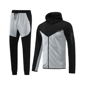Chándal Deportivo para Hombre en Gris y Negro con Bloques de Color, Sudadera con Capucha y Cremallera, con Bolsillos, Corte Regular, Ropa Deportiva de Otoño - Product Image 4