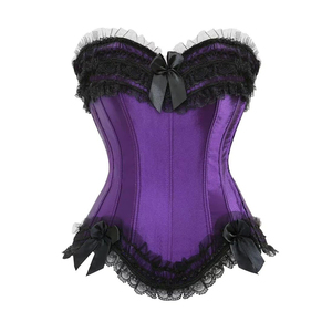 Women's <b>Yellow</b> Satin Corset Bustier Top with Ruched <b>Lace</b> Overbust Design and Waist Cincher - Product Image 3
