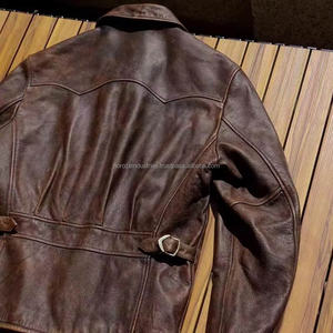 Blouson de motard rétro personnalisé pour homme en cuir de veau véritable, coupe oversize ajustée, col à revers, style vintage, saison automne - Product Image 4