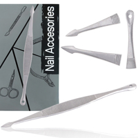 Pousse-cuticules professionnel en acier inoxydable à bords incurvés, grattoir à ongles, outil écologique réutilisable double usage pour le nettoyage des ongles
