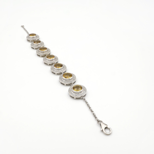 925 Sterling <b>Silver</b> Natural Citrine <b>Charm</b> <b>Bracelet</b> Rhodium Plated Trendy OEM ODM Fine Jewelry - Product Image 2