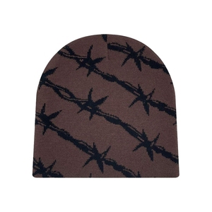 Gorro de punto premium personalizado estilo streetwear estadounidense, negro y rojo, elegante gorro de invierno con logotipo personalizado, diseño de alta calidad - Product Image 2