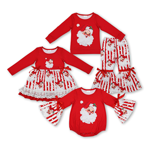 OEM/ODM/RTS Pantalon à pattes d'éléphant rouge à rayures pour filles, tenues de Noël pour filles, vêtements pour filles, ensembles de vêtements pour enfants - Product Image 2