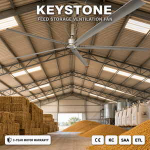 พัดลมเพดานขนาดใหญ่ Keystone Heavy Duty HVLS สำหรับฟาร์มปศุสัตว์ ใช้ในพื้นที่เปิดโล่ง โรงเรือน หรือฟาร์มโค - Product Image 1