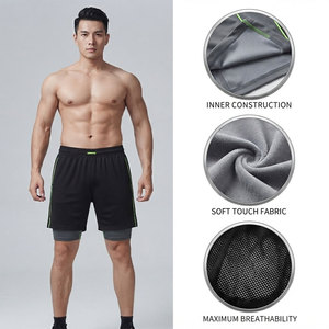 Pantalones Cortos Deportivos 2 en 1 Ligeros de Cintura Media, Transpirables, Antiencogimiento, Doble Capa de Compresión, Movimiento Libre, Ajuste Cómodo para Hombre - Product Image 2