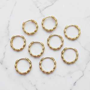 Pendientes de Aro Redondos de Latón Chapado en Oro de 18K, Estilo Burbuja, DIY, de 15mm, con Cuentas Gruesas y Texturizadas, Tipo Huggie, Accesorios para Oreja, Joyería de Moda Minimalista - Product Image 1