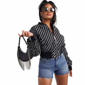 Blouson court d'hiver personnalisé pour femme, nouveau design, style aviateur matelassé brodé, respirant, coupe-vent, écologique - Product Image 3