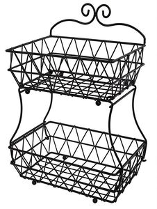 Corbeille à fruits décorative à trois niveaux en métal noir avec motif festonné pour une décoration élégante de la cuisine et de la maison, support de rangement et de présentation - Product Image 5