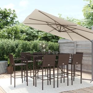 Conjunto de Bar de Jardín de 9 Piezas en Ratán Sintético Marrón con Reposapiés, Colección de Muebles de Exterior Duraderos y Elegantes - Product Image 1