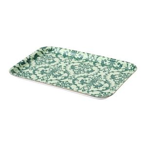 Plateau de service rectangulaire en métal émaillé à motifs floraux vintage, style turc, pour thé, café, maison ou restaurant. - Product Image 1