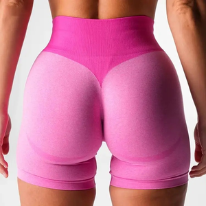 Wholesale High Waist Solid Yoga <b>Shorts</b> for Women Fitness Running Breathable Eco-Friendly <b>Tight</b> Fit Four-Way Stretch Quick Dry - Product Image 2