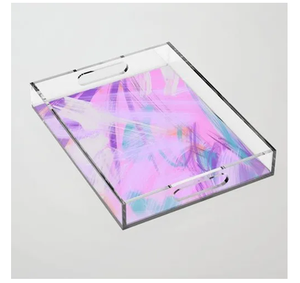 Plateau rectangulaire en acrylique, design unique et élégant, imprimé, pour servir des fruits et autres articles, prix de gros. - Product Image 5