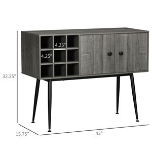 Mobile Bar con Cantinetta Portabottiglie Regolabile a 9 Posti e Credenza Buffet per Soggiorno - Product Image 2