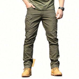 Pantalones Tácticos Cargo para Hombre con Múltiples Bolsillos, Transpirables, Color Oliva, para Senderismo, con Decoración de Botones, Estilo Plano - Product Image 6