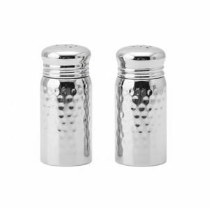 Vente en gros de salières et poivrières en acier inoxydable martelé, de haute qualité, en métal argenté, pour la cuisine, la maison et les restaurants - Product Image 2