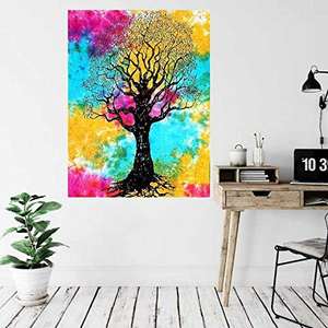 Tapices bohemios multicolores árbol seco Tie Dye Mandala tapiz Hippie celestial pared colgante póster arte decoración del hogar - Product Image 5