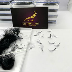 Extensiones de Pestañas al por Mayor: Bandejas de Pestañas 10D Premade Volume Fans de Tallo Corto, Cachemira Negro Mate, Curva C, Grosor 0.07mm - Product Image 1