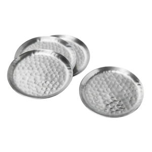 Ensemble de sous-verres en cuivre pur martelé avec support, sous-verres ronds en métal de luxe pour la décoration de tables d'hôtel et de bar, logo personnalisé - Product Image 3