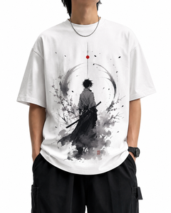Camiseta con estampado de guerrero de anime, estilo vintage, unisex, de corte holgado - Product Image 2