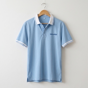 Custom Mens <b>Light</b> <b>Blue</b> <b>Polo</b> <b>Shirt</b> Wholesale Short Sleeve Embroidered Logo Golf Uniform Workwear OEM Apparel Manufacturer Premium - Product Image 1