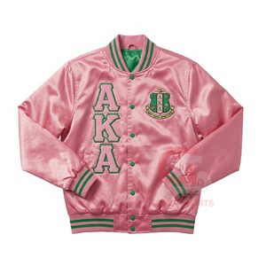 Chaqueta vintage AKA para mujer, estilo griego, rosa y verde, de satén, y chaqueta bomber de satén transpirable, tejida y bordada, para mujer. - Product Image 6