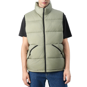 Fashion <b>Down</b> Puffer Sleeveless Vest Full Zip Up Stand Collar Thermal Soft Casual Wear Breathable Puffer Vest For Gents - Product Image 2