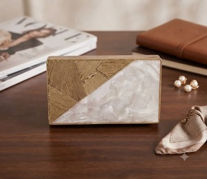 Natural Craft Handmade Handicraft Pearl Metal Envelope Clutch Purse Gold <b>White</b> Rectangle Handbag for <b>Women</b> Wedding Gift - Product Image 1