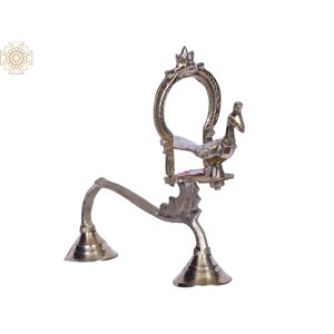 Hecho a mano 8 pulgadas latón Shodash Upachara Lámpara diseño de pavo real hecho en India artículo de decoración del hogar - Product Image 3