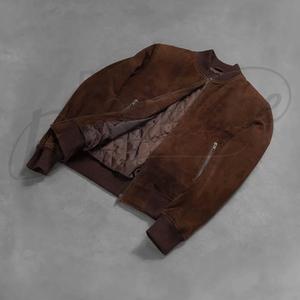 Blouson en daim de chèvre artisanal couleur cacao avec col côtelé minimaliste – Vêtement de luxe pour homme, toucher velouté, vente en gros - Product Image 2