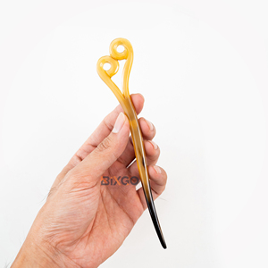 Auténtico Artesanía en Cuerno Hecho a Mano de Fábrica en Vietnam, Horquilla de Cuerno de Búfalo, Diseño Simple de Doble Espiral, Elegante, Unisex, Marca BIXGO - Product Image 4
