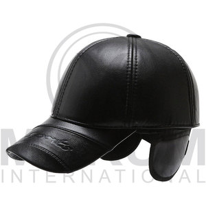 Wholesale High Quality Fashion Solid Color Autumn and Winter Leather Hand Knitting Leather <b>Baseball</b> <b>Cap</b> Hat - Product Image 3